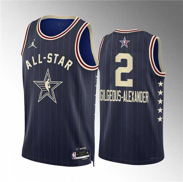 Mens 2024 All-Star #2 Shai Gilgeous-Alexander Navy Stitched Basketball Jersey->2024 all star->NBA Jersey